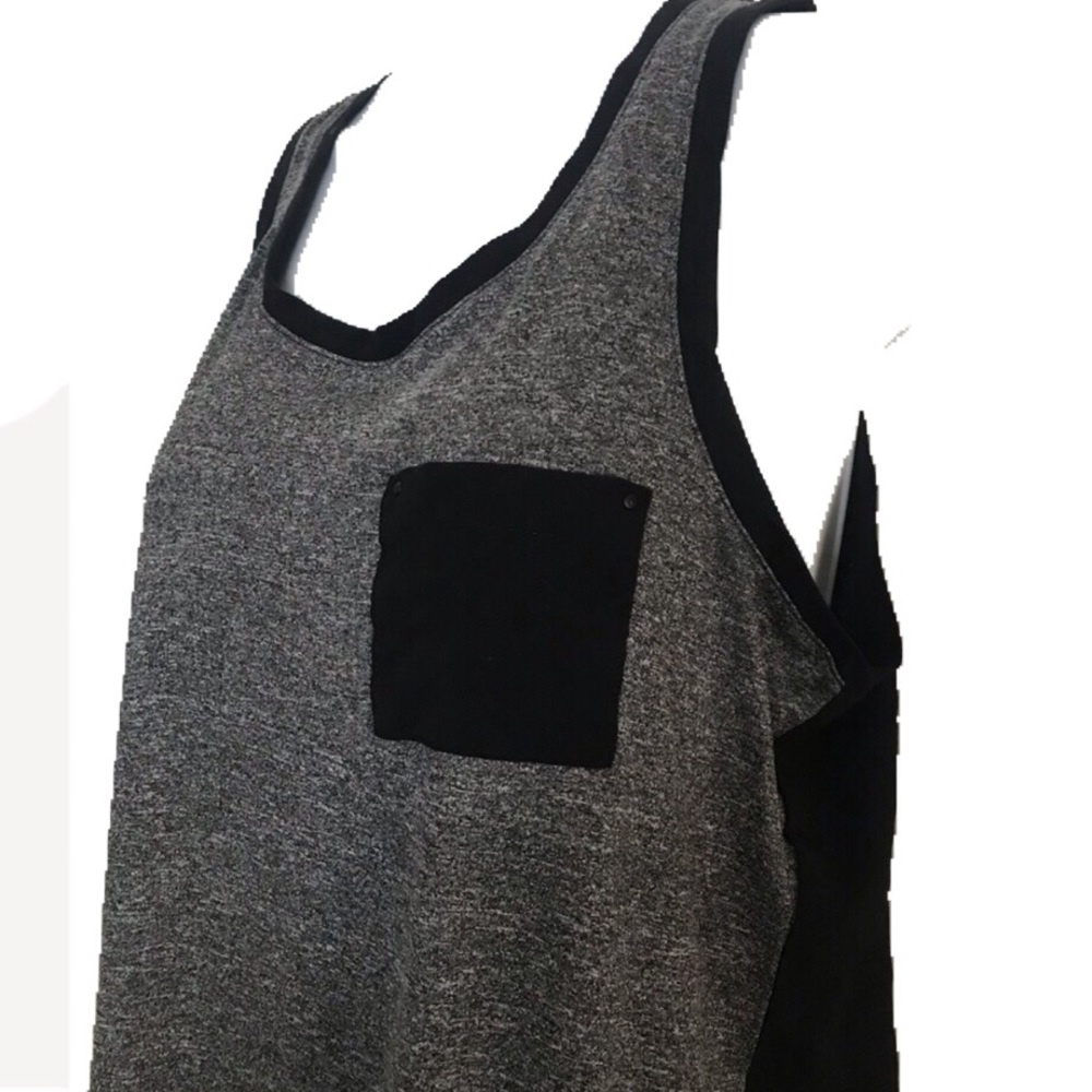 Calvin Klein ColorBlock Tank Top Small High Low Heather Grsy with Black Pocket